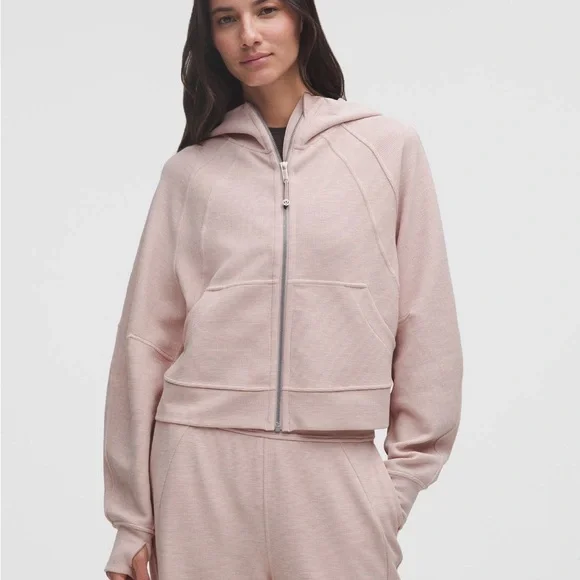 Lululemon Scuba Oversized Full-Zip Hoodie Waffle Heathered Mink Berry Size XS/S - Picture 1 of 4